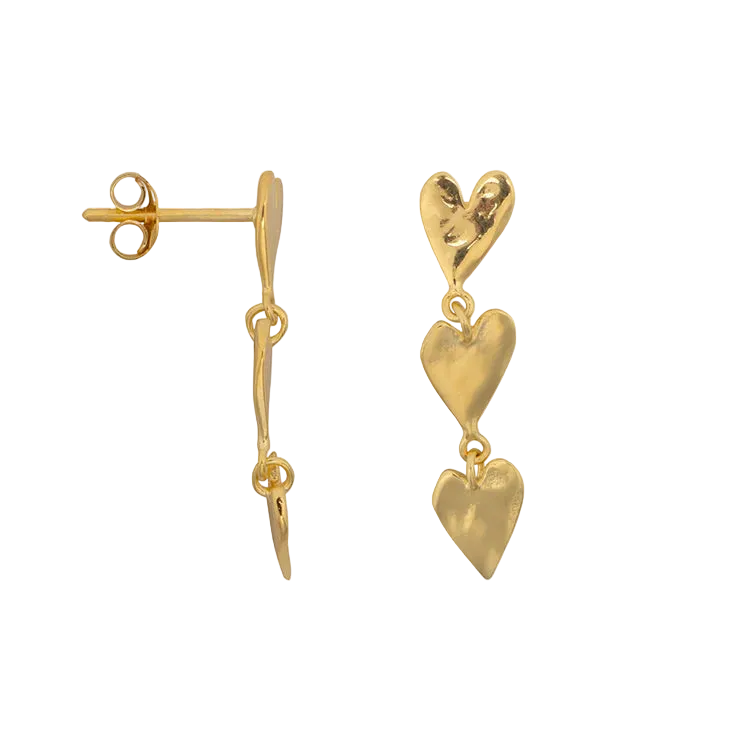 Three Hearts Earring - Goud