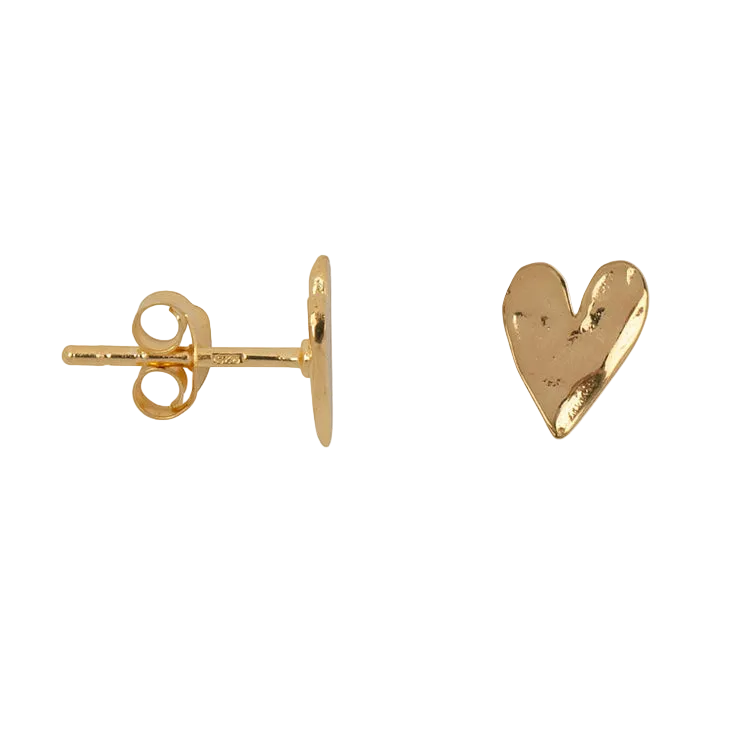 Hammered Heart Stud Earring - Goud